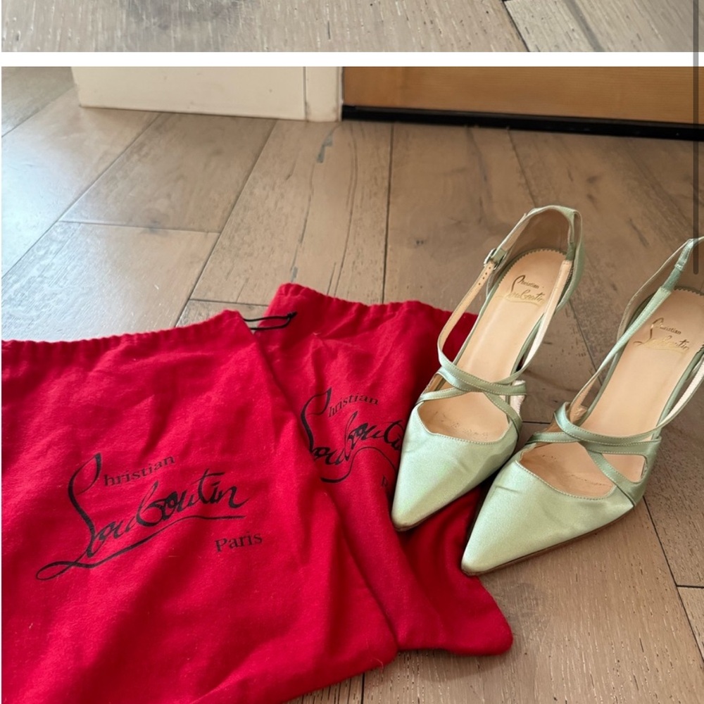 Christian Louboutin Green Kitten Heel Shoes